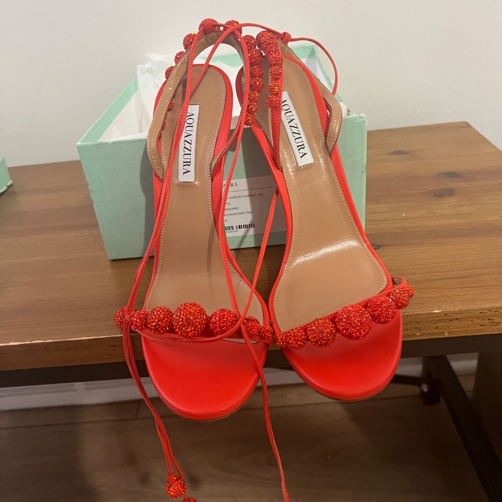 Disco Dancer 105mm AQUAZZURA Tangerine Orange 41 like new euc - Picture 4 of 12